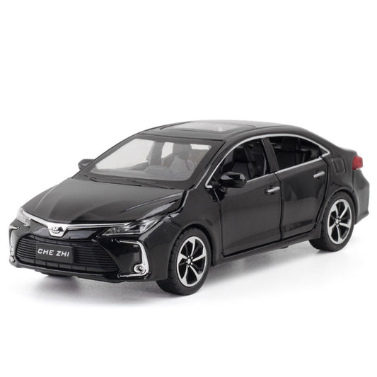 Toyota Corolla 1:32 Metal Diecast Car – Pull Back, Lights & ENGINE Sounds, All Doors Open [Black]