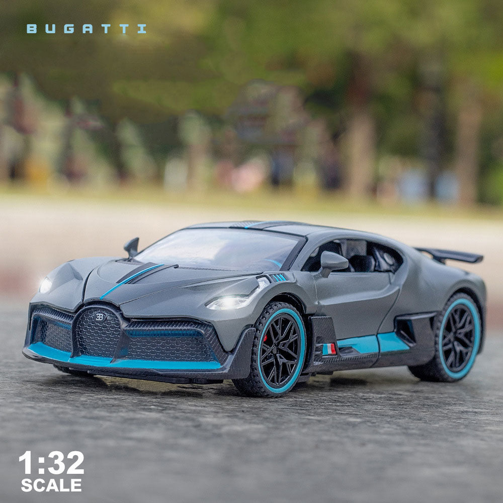 Buggati Divo 1:32 Metal Diecast Car – Pull Back, Lights & Sounds, All Doors Open [BLUE]