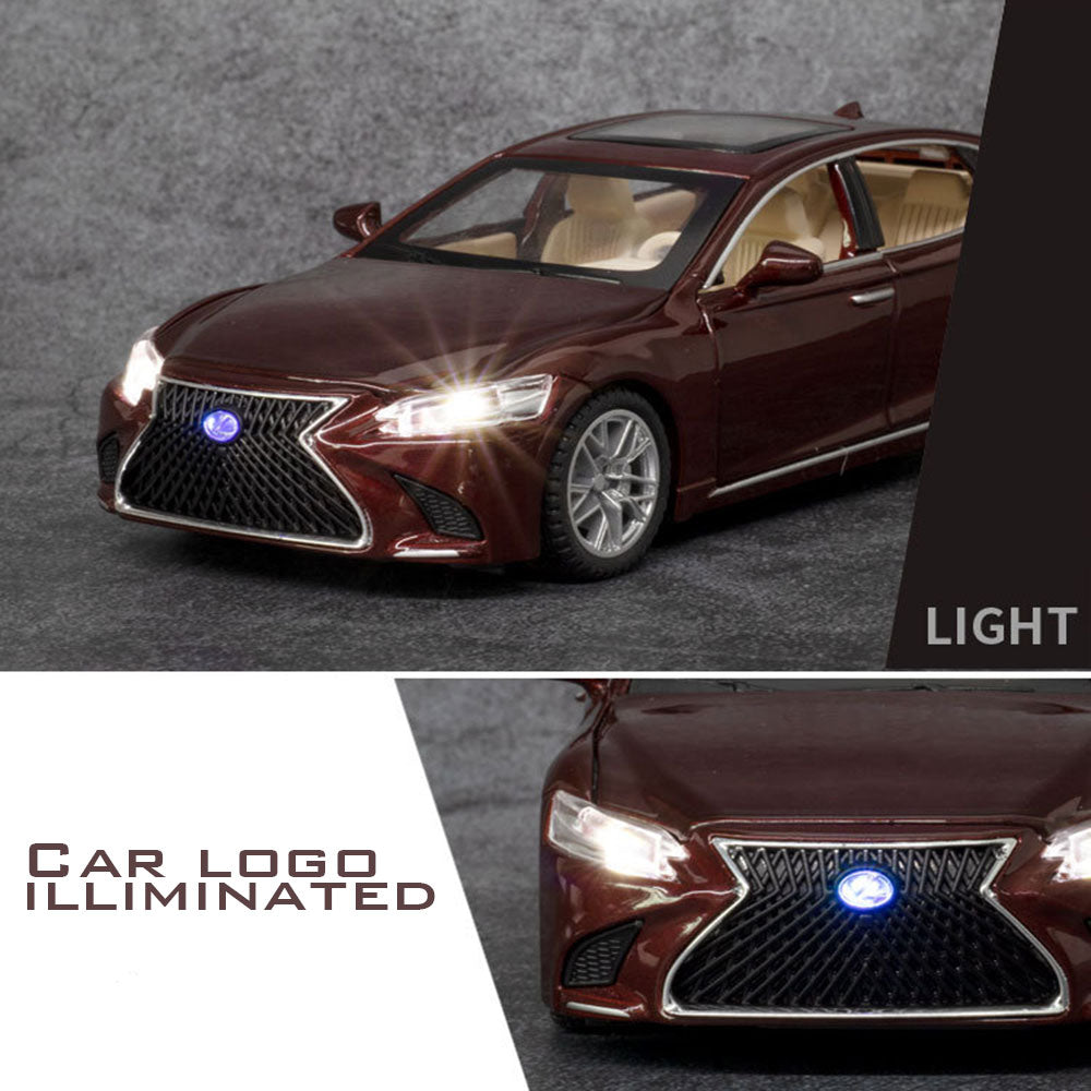 Lexus LS500H 1:32 Metal Diecast Car – Pull Back, Lights & engine Sounds, All Doors Open [BROWN]