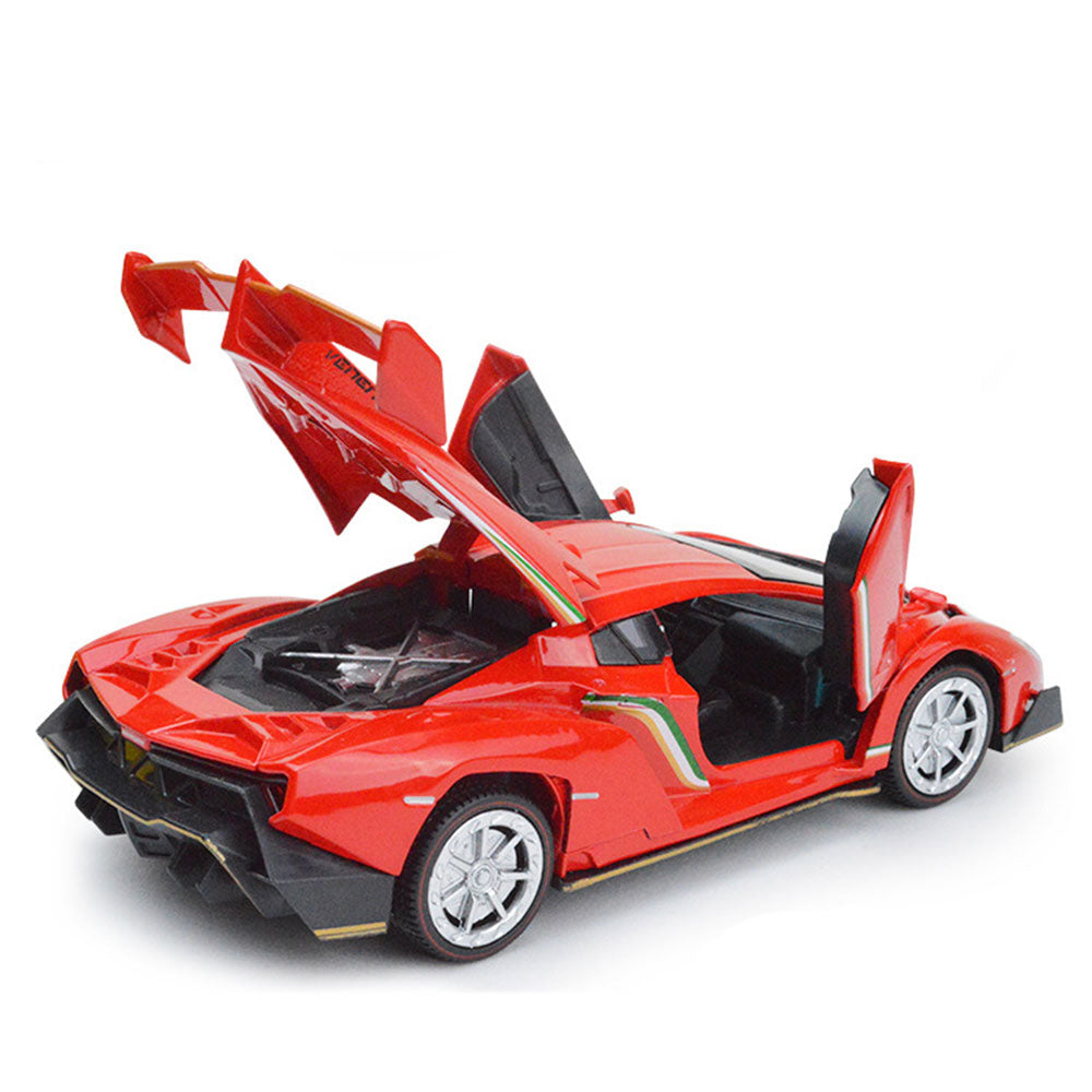 Lamborghini veneno 1:32 Metal Diecast Car – Pull Back, Lights & Sounds, All Doors Open [RED]