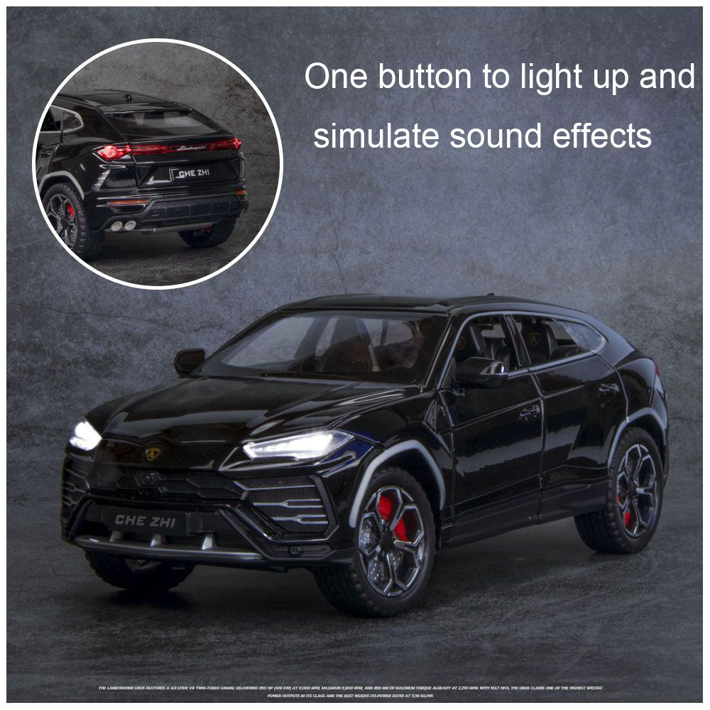 Lamborghini Urus 1:24 Metal Diecast Car – Pull Back, Lights & Engine Sounds, All Doors Open [Black]