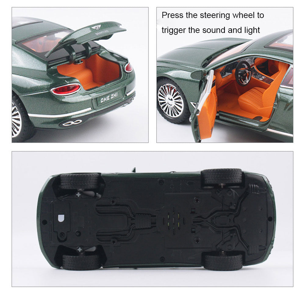 Bentley Continental 1:24 Metal Diecast Car – Pull Back, Lights & engine Sounds, All Doors Open [GREEN]