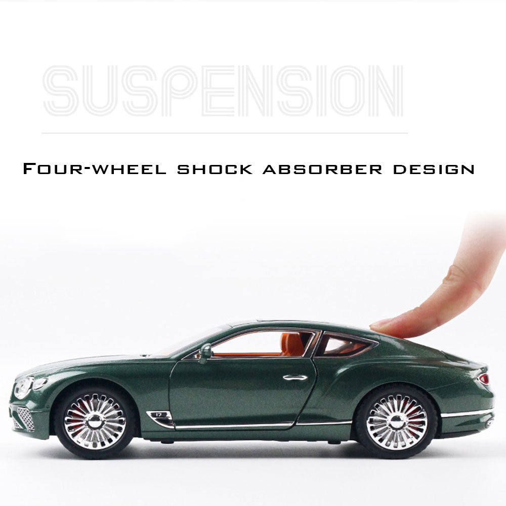 Bentley Continental 1:24 Metal Diecast Car – Pull Back, Lights & engine Sounds, All Doors Open [GREEN]