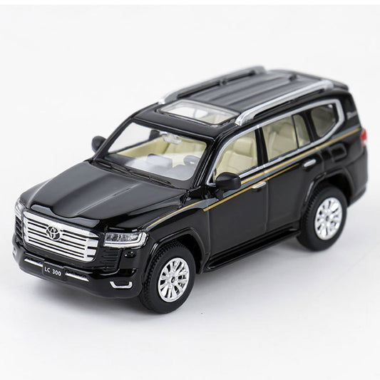 Toyota Land Cruiser Prado 1:32 Metal Diecast Car – Pull Back, Lights & Sounds, All Doors Open [BLACK]