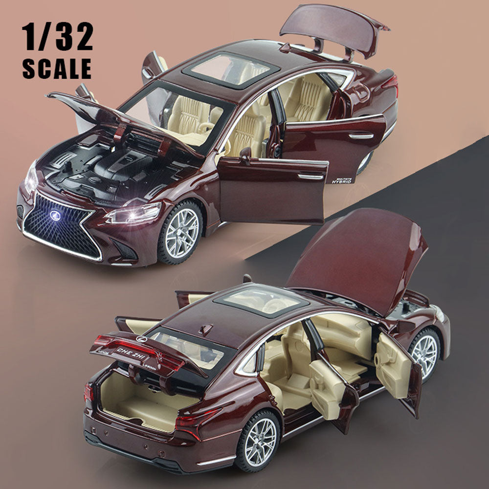 Lexus LS500H 1:32 Metal Diecast Car – Pull Back, Lights & engine Sounds, All Doors Open [BROWN]