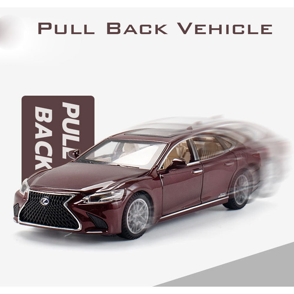 Lexus LS500H 1:32 Metal Diecast Car – Pull Back, Lights & engine Sounds, All Doors Open [BROWN]