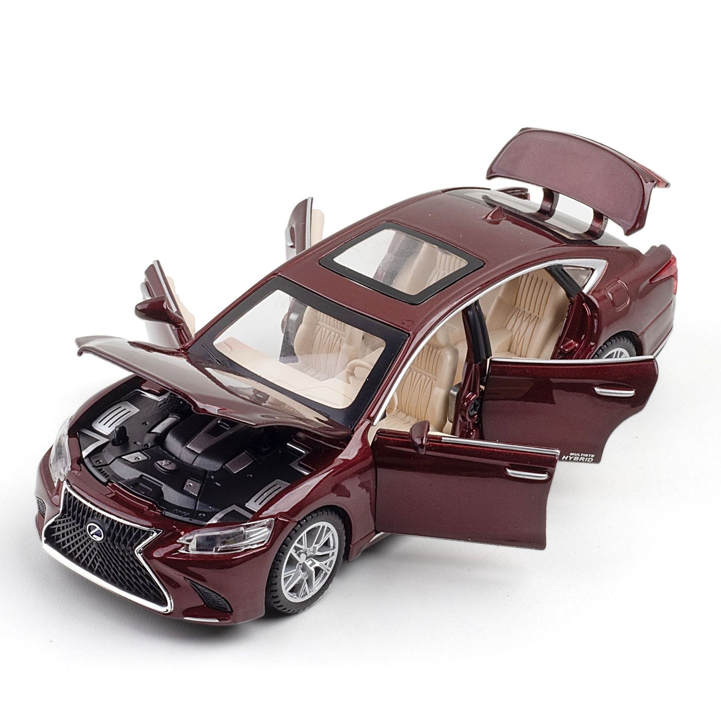 Lexus LS500H 1:32 Metal Diecast Car – Pull Back, Lights & engine Sounds, All Doors Open [BROWN]