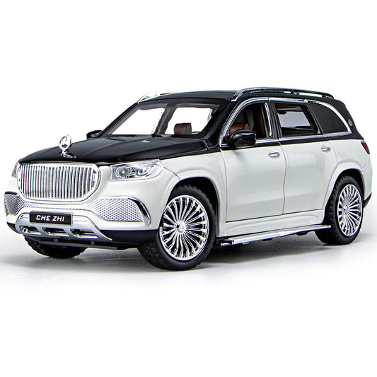 Maybach GLS 600 SUV 1:24 Metal Diecast Car – Pull Back, Lights & Engine Sounds, All Doors Open [Black/white]